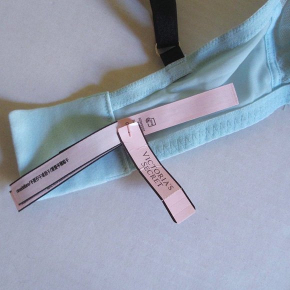 38DDD Victoria's Secret Dream Angels Ribbon Slot Lined Demi Bra Opal Blue Lace - Picture 7 of 8